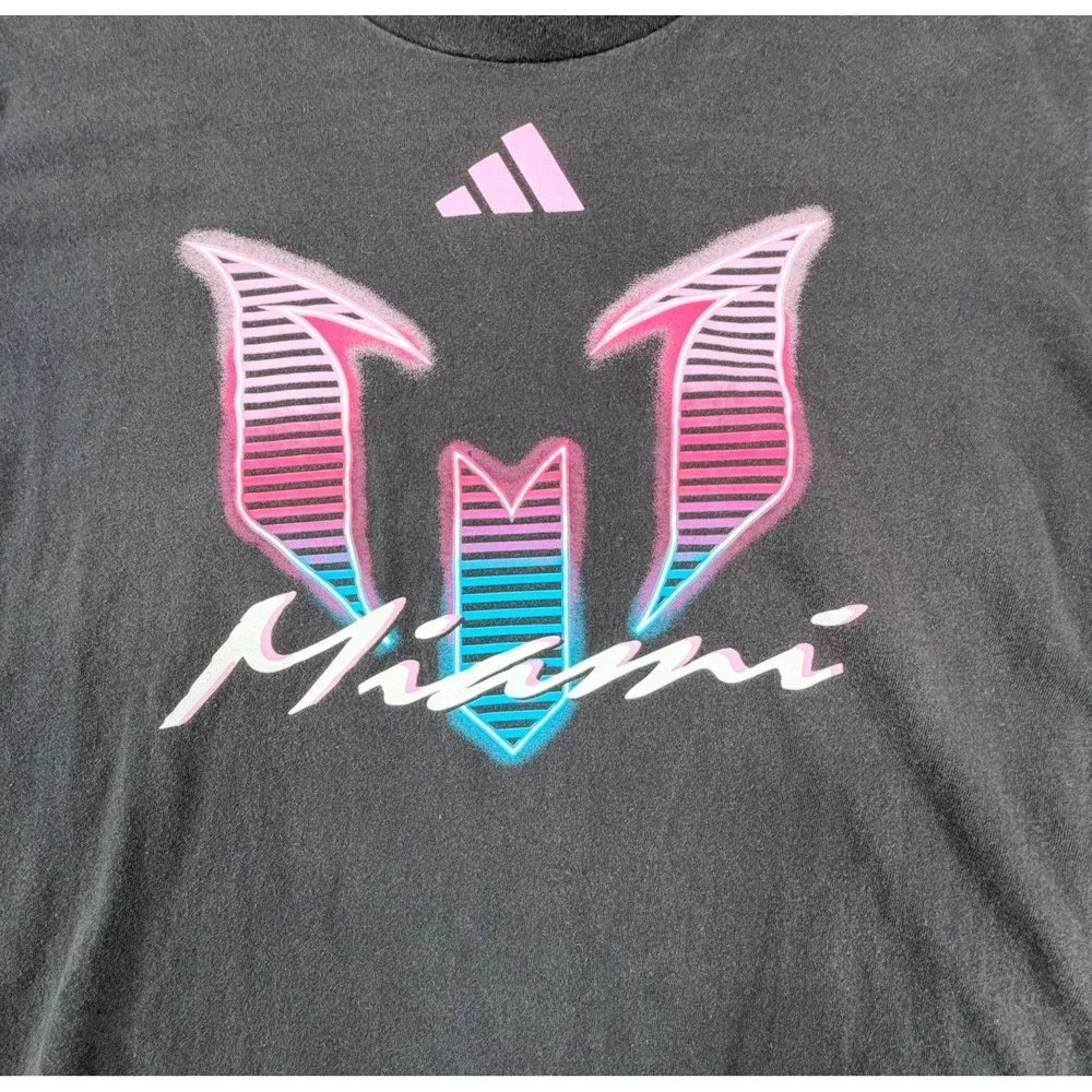 Adidas‎ Miami Graphic T Shirt Men's Large Black Short Sleeve Crew Neck